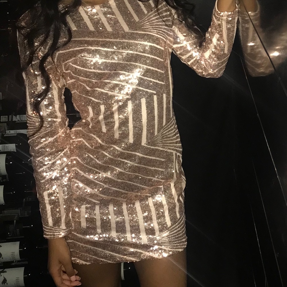 Rose gold sequin dress